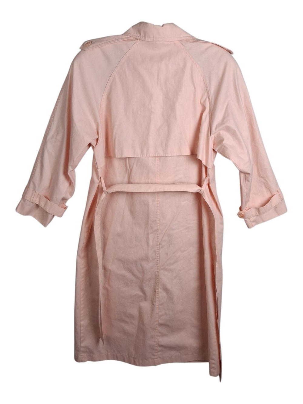 Vtg The Jack Set Trench Coat S Peach Double Breasted Belted 80s Rain Jacket Wmns - Picture 9 of 15